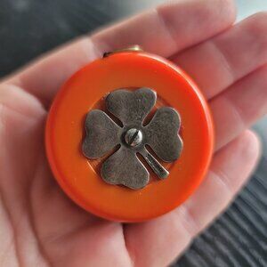 Vintage Sterling Lucky Shamrock Four Leafed Clover Measuring Tape